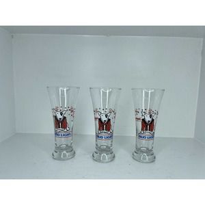 Bud Light Spuds MacKenzie Pilsner Beer Glasses Tuxedo Party Animal 6 Vtg. 1987